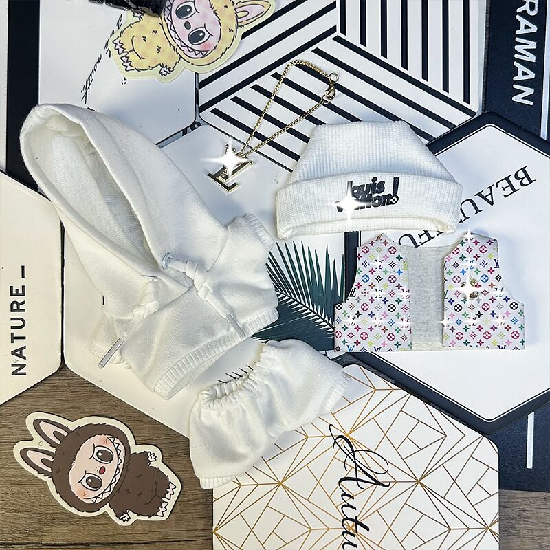 Ensemble Street Blanc Rainbow pour Labubu Fraîcheur, Style et Bonne Vibe