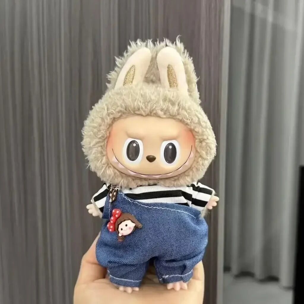 Costume Denim Rayé avec Pendentif pour Figurine Labubu – Édition Casual Doll