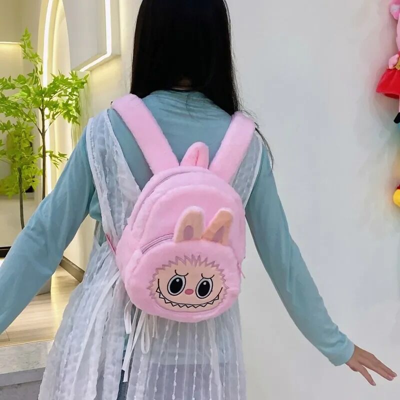 Sac à Dos Peluche Labubu Lapin Rose – Accessoire Kawaii & Figurine Collector