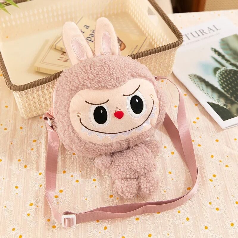 Sac Peluche Labubu Lapin Beige – Accessoire Kawaii & Figurine Collector