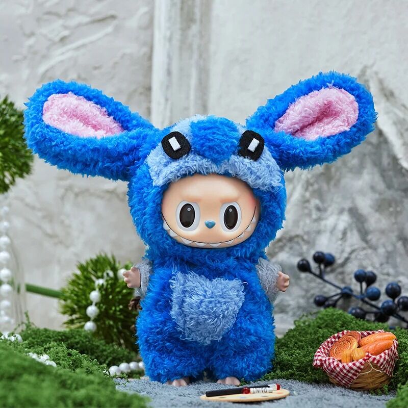 Labubu × Stitch – Tenue Peluche Bleue Fluffy pour Poupée 17 cm – Image 2